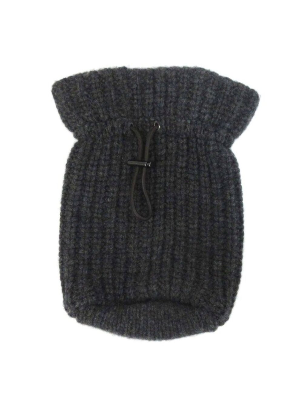 Brunello Cucinelli Cashmere Rib Knit Drawstring Pouch Charcoal Gray Sweater